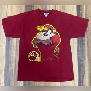Vintage 90’s Washington Redskins Taz Looney Tunes NFL Graphic T-Shirt Mens Large